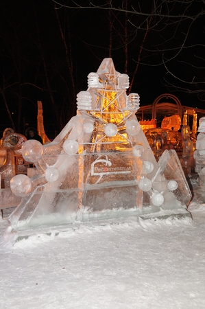 The exhibition of ice sculptures in Sokolniki Park. Moscow. Russia.の写真素材