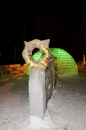 The exhibition of ice sculptures in Sokolniki Park. Moscow. Russia.の写真素材