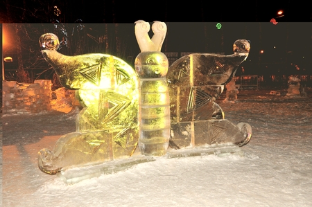 The exhibition of ice sculptures in Sokolniki Park. Moscow. Russia.の写真素材