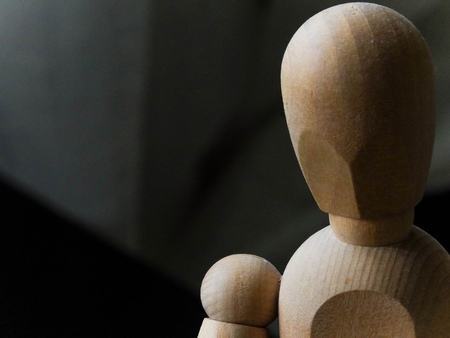 Simple wooden dummy makes a concept lookの写真素材