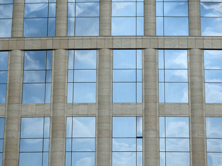 Glass and stone urban building facade