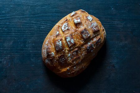 rustic bread on the black background