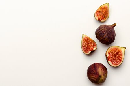 Figs fruits with cut slice isolated on white.の写真素材