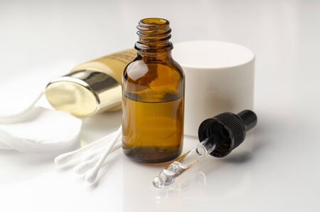 Spa and facial beauty cosmetics on white
