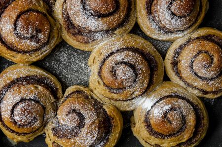 buns made from banana dough with chocolate and cinnamon.