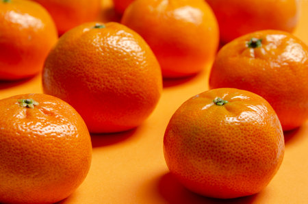 Tangerines as the background. Big bunch of ripeの写真素材