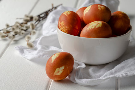 easter eggs colored with onion skin with