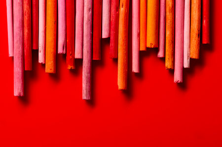 abstract wooden background. Natural wooden sticks textureの写真素材