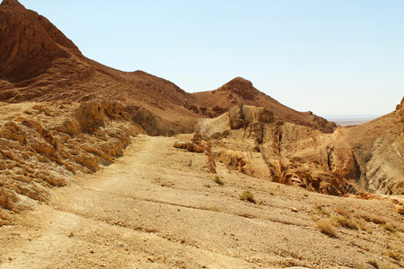 Mountains in the Sahara Desert, Tunisiaの写真素材