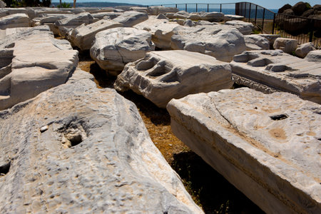 Ruins of the Temple of Apollo in Side on a beautiful summer day, Antalya, Turkey, August 2021のeditorial素材
