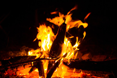 Fire. Fire burning in the night.