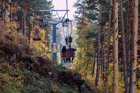 Descent from Tserkovk's mountain in the city the resort of Belokurikhaのeditorial素材