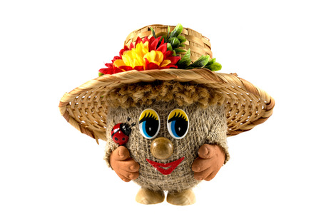 Figure of the brownie in a hat on a white backgroundの写真素材