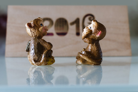 Monkey - a symbol of 2016 on a calendar