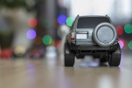 Toy model of the car with a spare wheelの写真素材