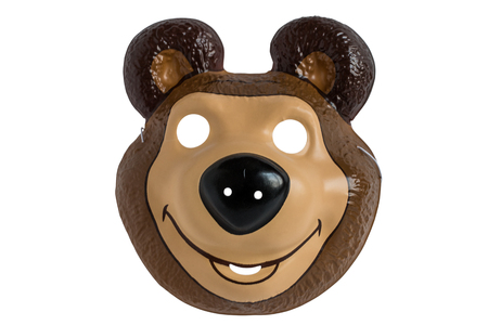 Carnival mask of a bear cub on a white backgroundの写真素材