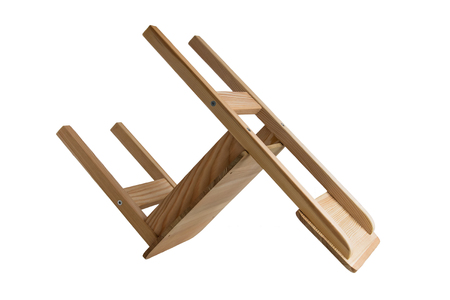 Wooden children's stool on a white backgroundの写真素材