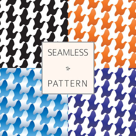 Collection of 4 versions of a flying dove's silhouettes seamless vector pattern.