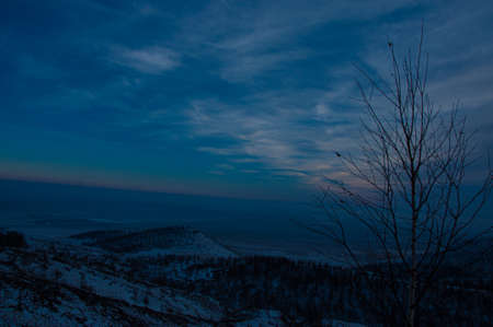 Evening at hills of South Siberiaの写真素材