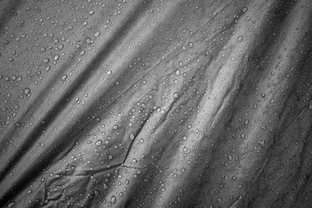 Water drops on the fabricの写真素材