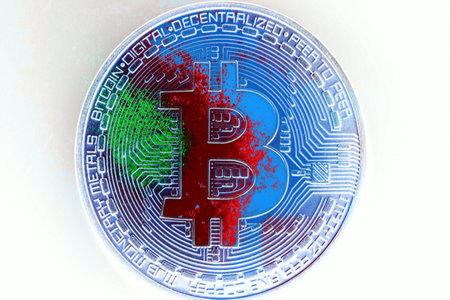 Bitcoin on abstract background. Bitcoin. Cryptocurrency background conception.