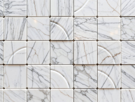 White marble tile wall texture background for interior or exterior design and decoration.の素材