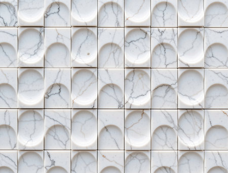 White marble tile wall pattern texture background for interior or exterior design.の素材