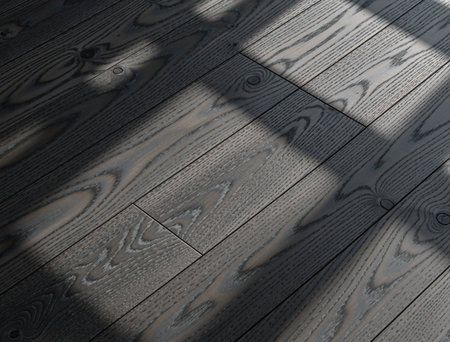 Wooden floor with shadow from the sun on the wall. Backgroundの素材