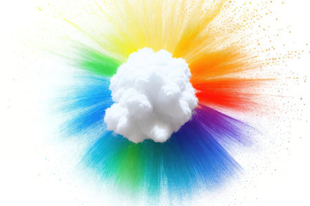 Bright colorful rainbow paint powder explosion festival. AI generative.の写真素材