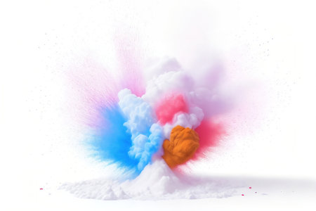 Bright colorful rainbow paint powder explosion festival. AI generative.の写真素材
