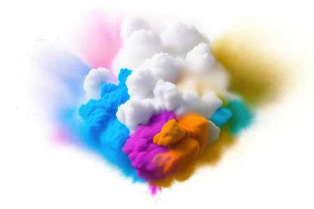 Bright colorful rainbow paint powder explosion festival. AI generative.の写真素材