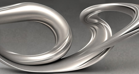 Abstract background with monochrome waves and liquid metal texture. AI generative.の素材
