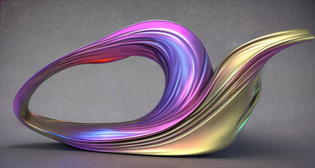 Abstract background with multicolored waves and liquid metal texture. AI generative.の素材