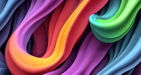 Abstract background with colorful rainbow waves. AI generative.の素材