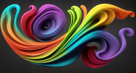 Abstract background with colorful rainbow waves. AI generative.の素材