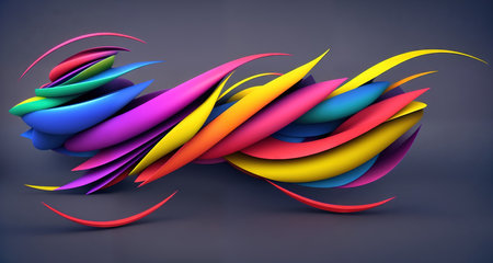 Abstract background with colorful rainbow waves. AI generative.の素材