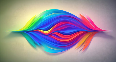 Abstract background with colorful rainbow waves. AI generative.の素材