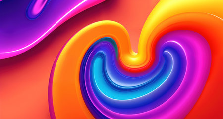 Abstract background with colorful rainbow waves. AI generative.の素材