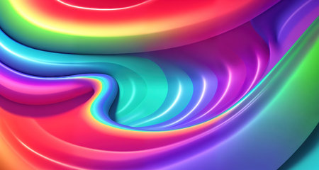 Abstract background with colorful rainbow waves. AI generative.の素材