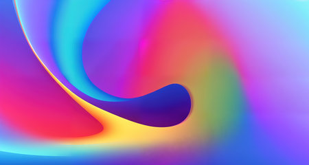 Abstract background with colorful rainbow waves. AI generative.の素材