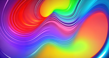 Abstract background with colorful rainbow waves. AI generative.の素材