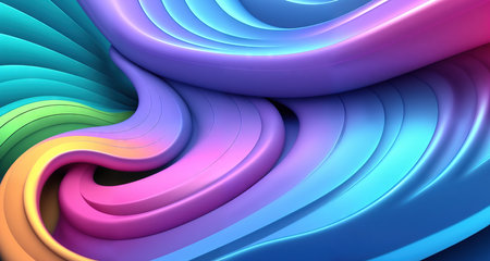 Abstract background with colorful rainbow waves. AI generative.の素材