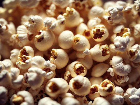 popcorn, close up view. AI generative.の素材