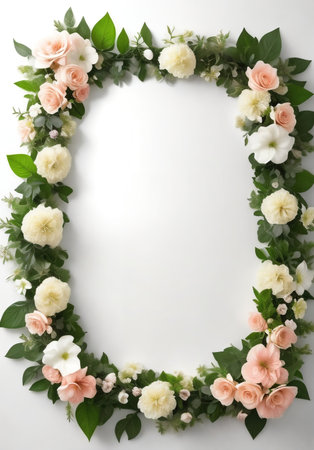 Frame decorated by the flower composition, top view.の素材