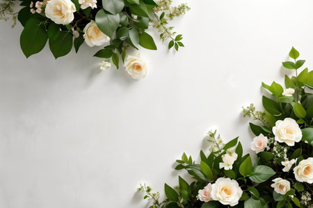 Abstract background with copy space decorated by the flower composition, top view.の素材