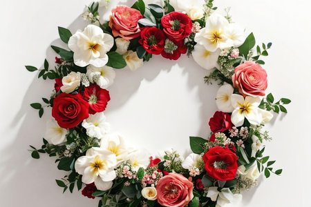 Frame decorated by the flower composition, top view.の素材