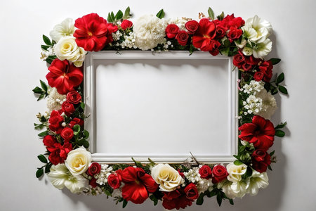 Frame decorated by the flower composition, top view.の素材