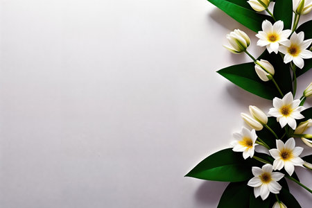 Frame decorated by the flower composition, top view.の素材