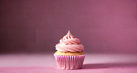 Cupcake on pastel pink background.の素材