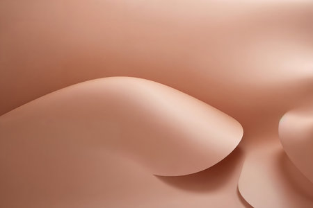 Abstract background smooth wave in peach fuzz tones. AI generated.の素材